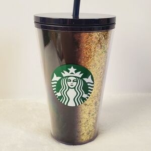 Starbucks 2020 Holiday New Home Gold Black Navy Ombre Glitter Tumbler 16 Oz